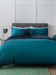 Dark Teal Blue 400 Thread Count 100% Egyptian Cotton Sateen Luxury Duvet Cover and Pillowcase Set - Image 4 of 7