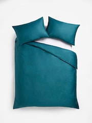 Dark Teal Blue 400 Thread Count 100% Egyptian Cotton Sateen Luxury Duvet Cover and Pillowcase Set - Image 5 of 7
