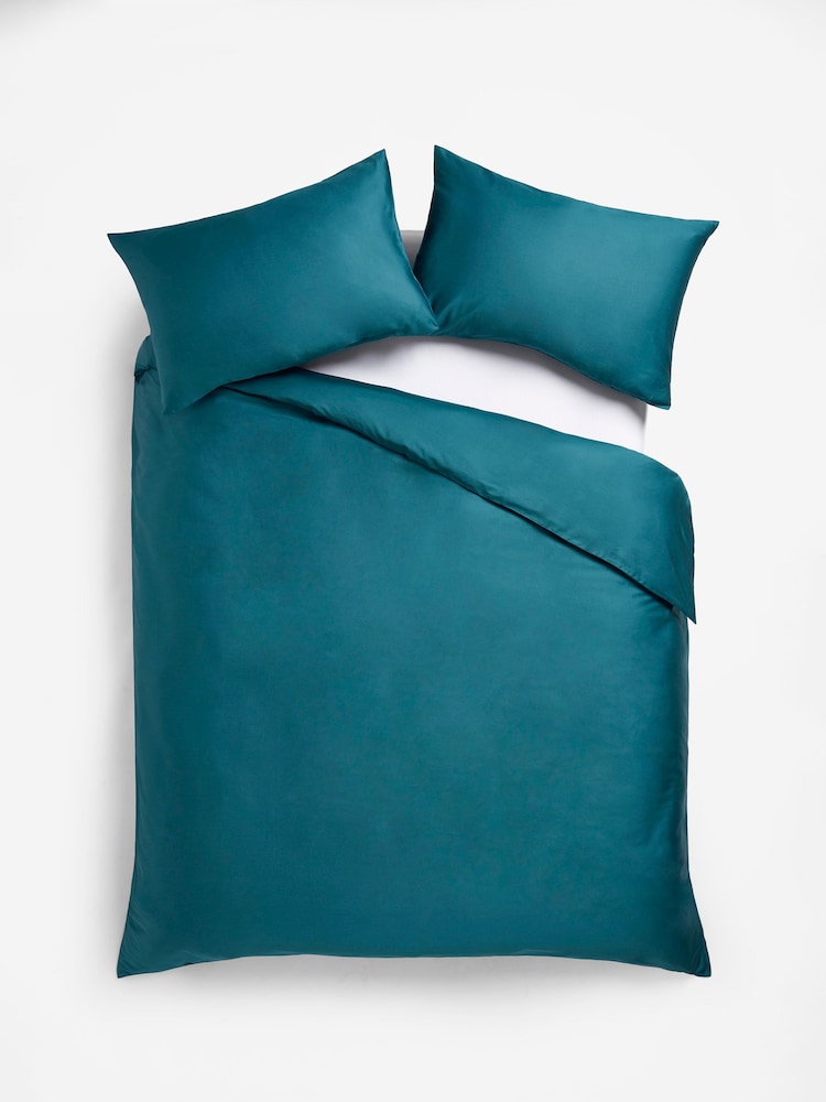 Dark Teal Blue 400 Thread Count 100% Egyptian Cotton Sateen Luxury Duvet Cover and Pillowcase Set - Image 5 of 7