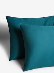 Dark Teal Blue 400 Thread Count 100% Egyptian Cotton Sateen Luxury Duvet Cover and Pillowcase Set - Image 7 of 7