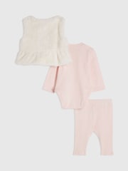 River Island Faux Fur Gilet with Ribbed Bodysuit & Leggings Set - Bild 2 von 5