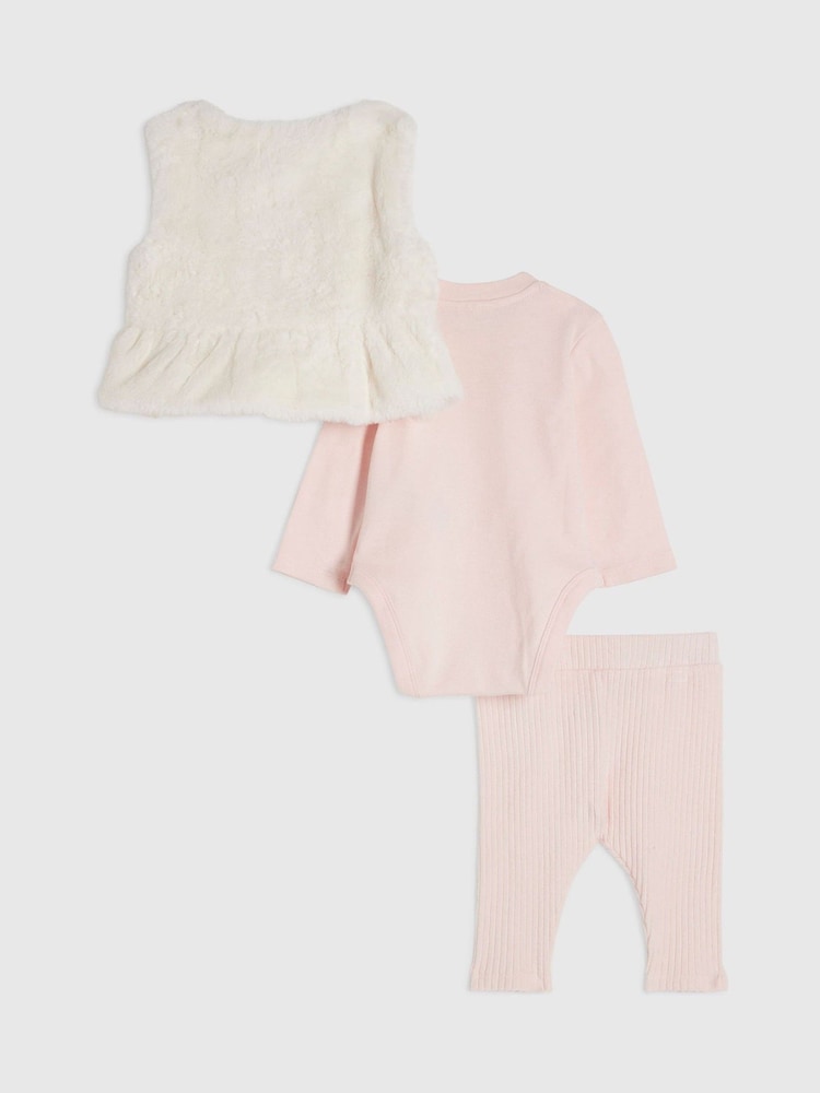 River Island Faux Fur Gilet with Ribbed Bodysuit & Leggings Set - Bild 2 von 5