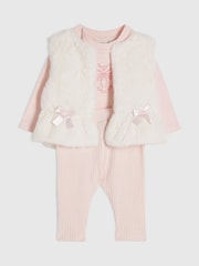 River Island Faux Fur Gilet with Ribbed Bodysuit & Leggings Set - Bild 3 von 5