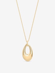 Inicio Gold Tone Open Oval Long Polished Pendant - Gift Pouch - Image 1 of 1