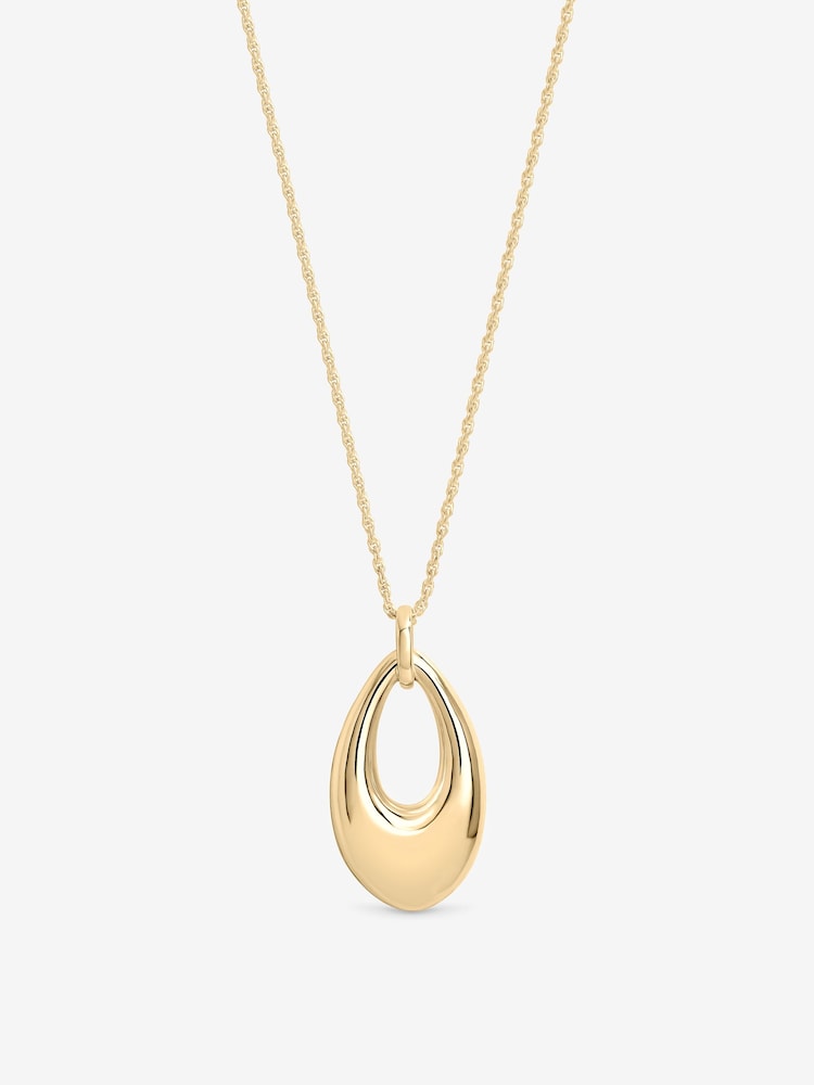 Inicio Gold Tone Open Oval Long Polished Pendant - Gift Pouch - Image 1 of 1 Inicio Gold Tone Open Oval Long Polished Pendant - Gift Pouch - Image 1 of 1