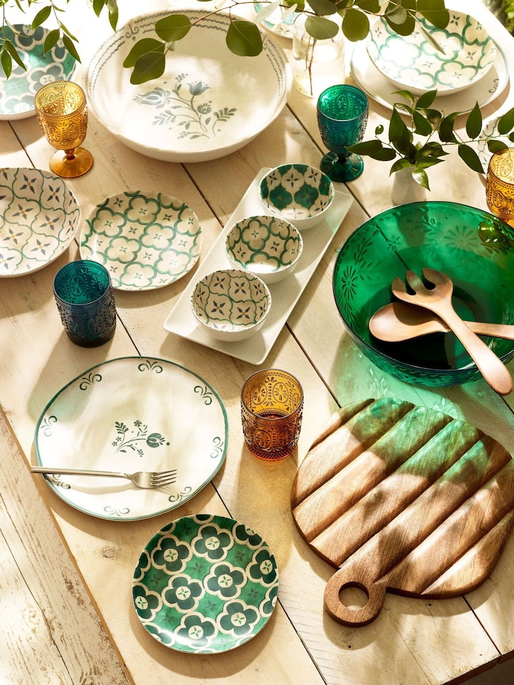 Teal/White Mediterranean Picnic Dinnerware Set of 4 Side Plates - Image 2 of 6