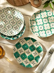Teal/White Mediterranean Picnic Dinnerware Set of 4 Side Plates - Image 3 of 6