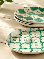 Teal/White Mediterranean Picnic Dinnerware Set of 4 Side Plates - Image 4 of 6