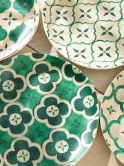 Teal/White Mediterranean Picnic Dinnerware Set of 4 Side Plates - Image 5 of 6