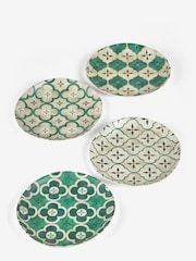 Teal/White Mediterranean Picnic Dinnerware Set of 4 Side Plates - Image 6 of 6