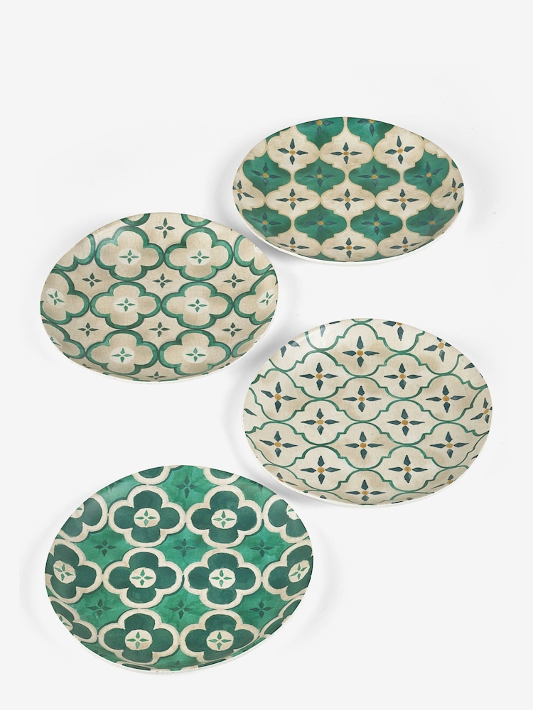 Teal/White Mediterranean Picnic Dinnerware Set of 4 Side Plates - Image 6 of 6