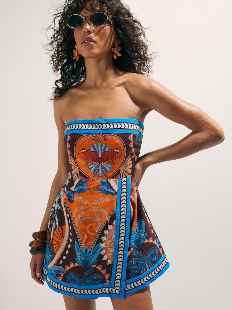 River Island Brown Samie Elishi Palm Print Playsuit - Image 2 of 4