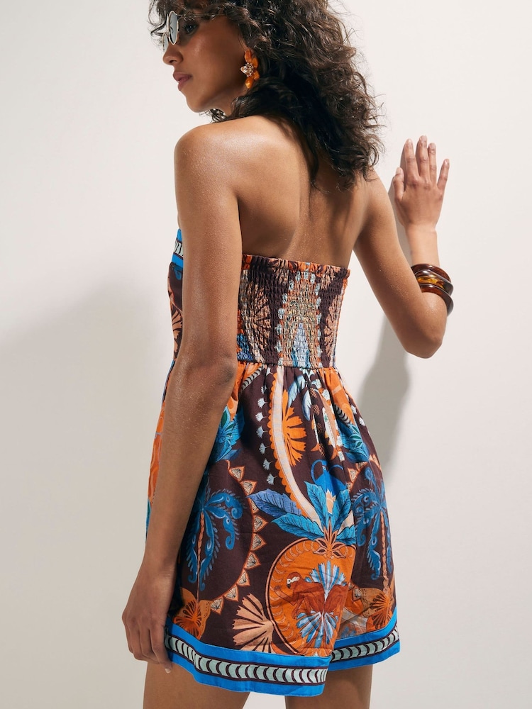 River Island Brown Samie Elishi Palm Print Playsuit - Image 4 of 4