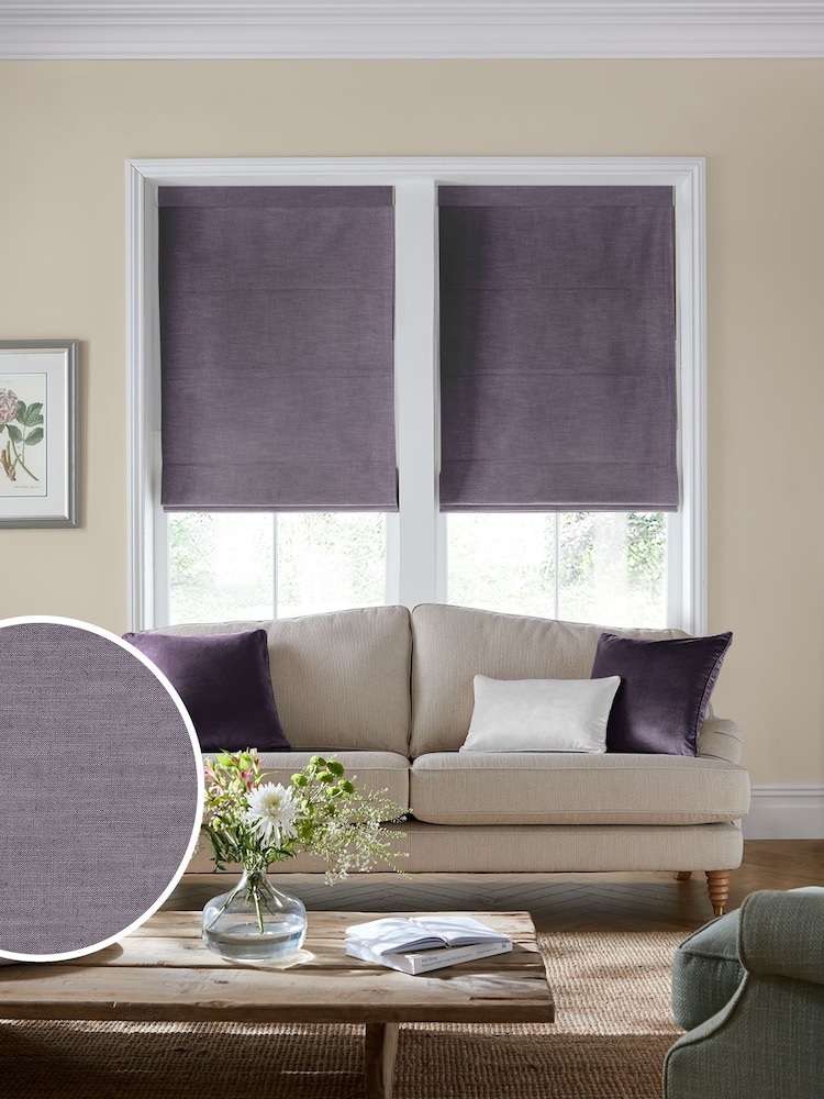 Laura Ashley Dark Sugared Violet Swanson Made To Measure Roman Blind - Image 1 of 5