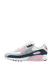 Nike White/Wolf Grey Air Max 90 Trainers - Image 2 of 4
