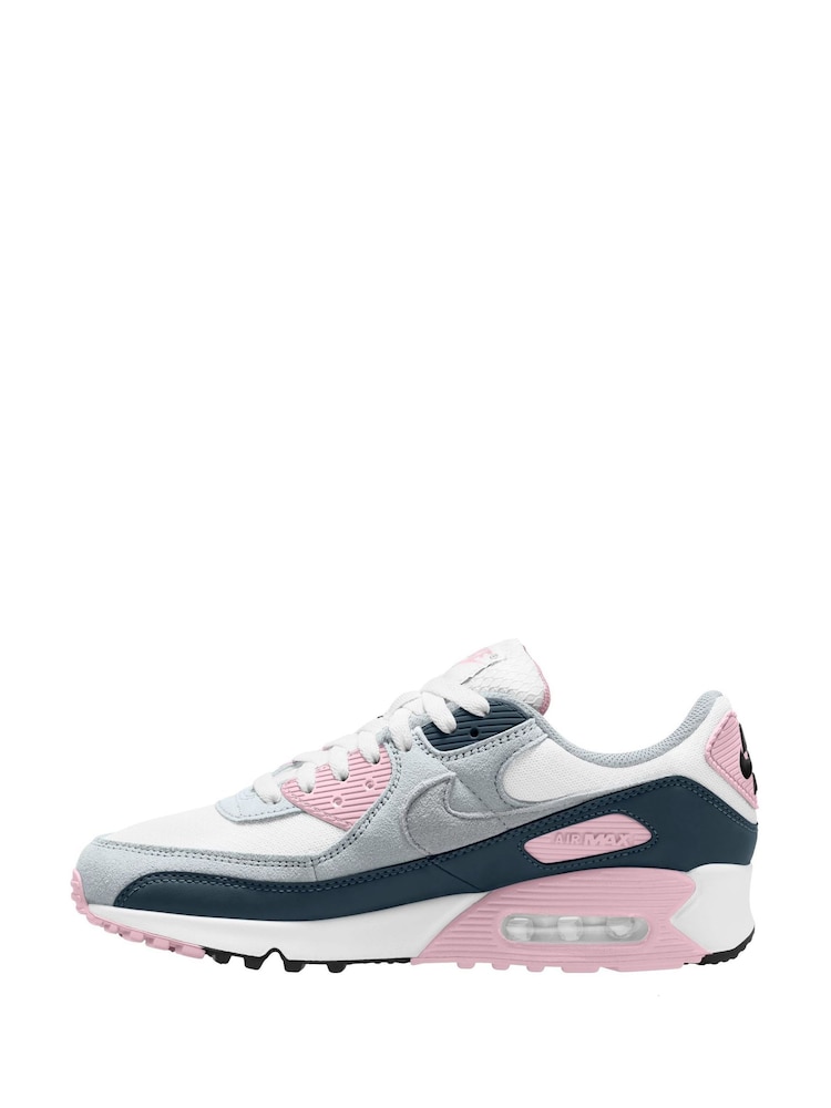 Nike White/Wolf Grey Air Max 90 Trainers - Image 2 of 4
