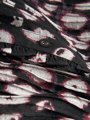 Black/White/Red Spot Pintuck Long Sleeve Mini Dress - Image 6 of 6