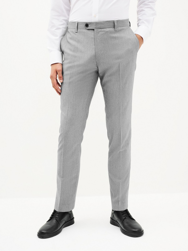 Light Grey Skinny Fit Stretch Smart Trousers - Image 1 of 6
