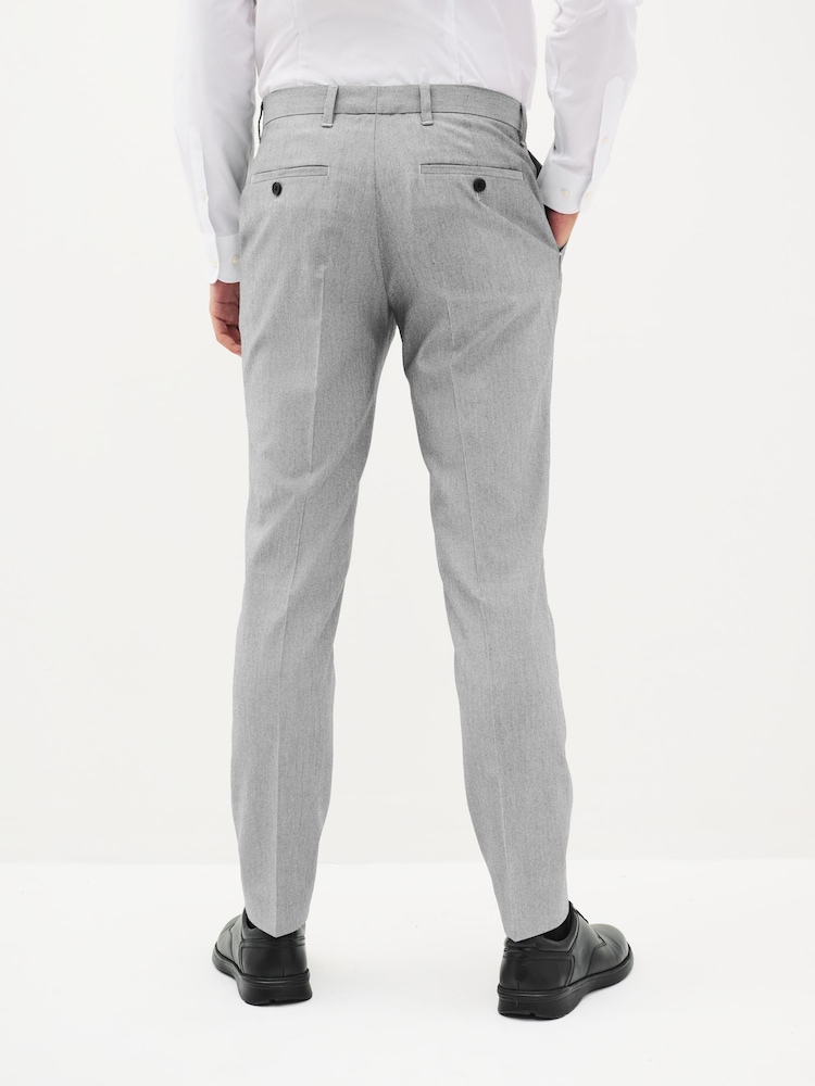 Light Grey Skinny Fit Stretch Smart Trousers - Image 2 of 6