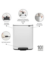 Brabantia White Bo 60L Pedal Bin - Image 2 of 6