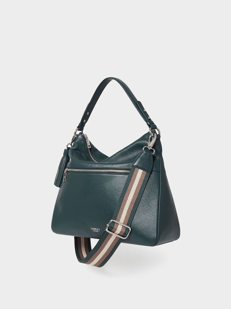 Osprey London Green Leather Hobo Bag - Image 1 of 5