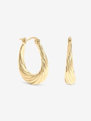 Inicio Gold Tone Textured Large Oval Catch Hoops Earrings - Image 1 of 1