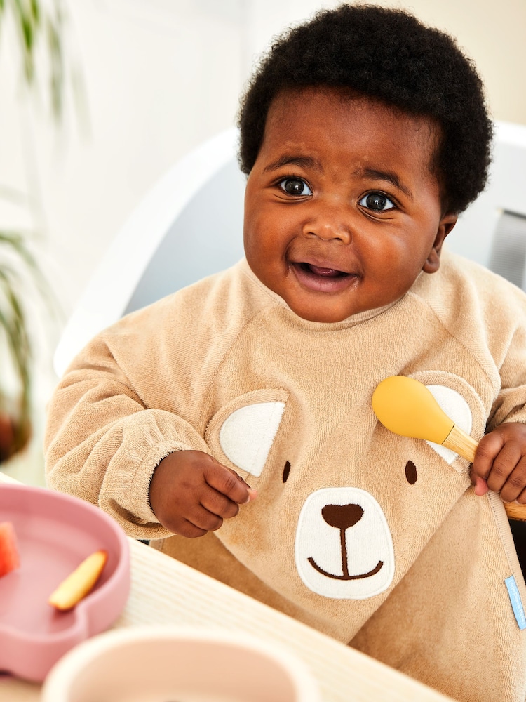 JoJo Maman Bébé Natural Bear Towelling Bib - Image 1 of 3