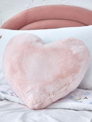 Pink Super Soft Heart Faux Fur Cushion - Image 1 of 4