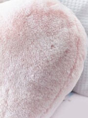 Pink Super Soft Heart Faux Fur Cushion - Image 3 of 4