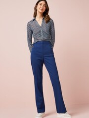Navy Blue Tailored Boot Cut Trousers - Image 3 of 5