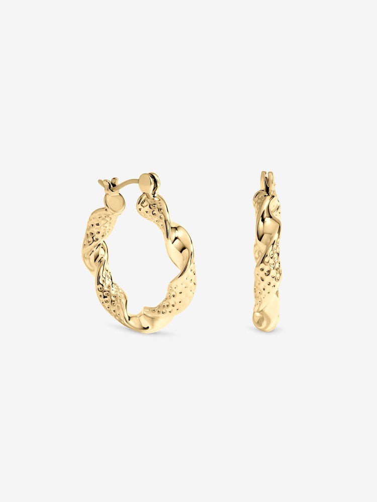 Inicio Gold Tone Textured Twist Catch Hoop Earrings - Image 1 of 1 Inicio Gold Tone Textured Twist Catch Hoop Earrings - Image 1 of 1