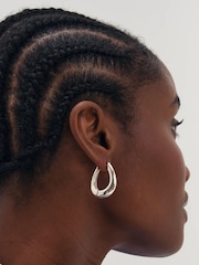 Inicio Silver Tone Oval Hoops Earrings - Image 1 of 3