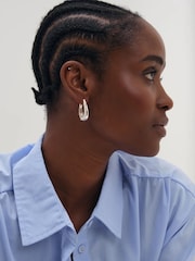 Inicio Silver Tone Oval Hoops Earrings - Image 2 of 3