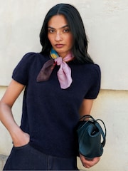 Bleu - Haut en maille à manches bouffantes Ro&Zo en laine mélangée - Image 1 sur 6