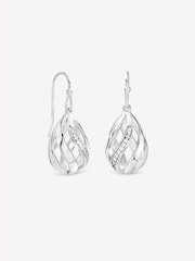 Inicio Silver Tone Crystal Open Cage Fishhook Earrings - Image 2 of 2