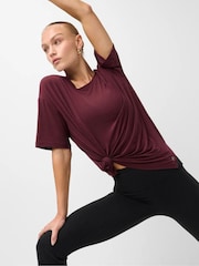 Sweaty Betty Malbec Red Soft Flow Studio Longline T-Shirt - Image 2 of 6