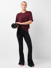 Sweaty Betty Malbec Red Soft Flow Studio Longline T-Shirt - Image 3 of 6