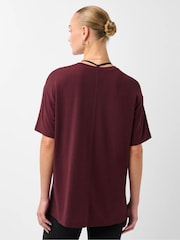 Sweaty Betty Malbec Red Soft Flow Studio Longline T-Shirt - Image 4 of 6