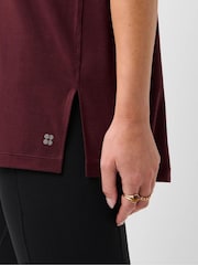 Sweaty Betty Malbec Red Soft Flow Studio Longline T-Shirt - Image 5 of 6