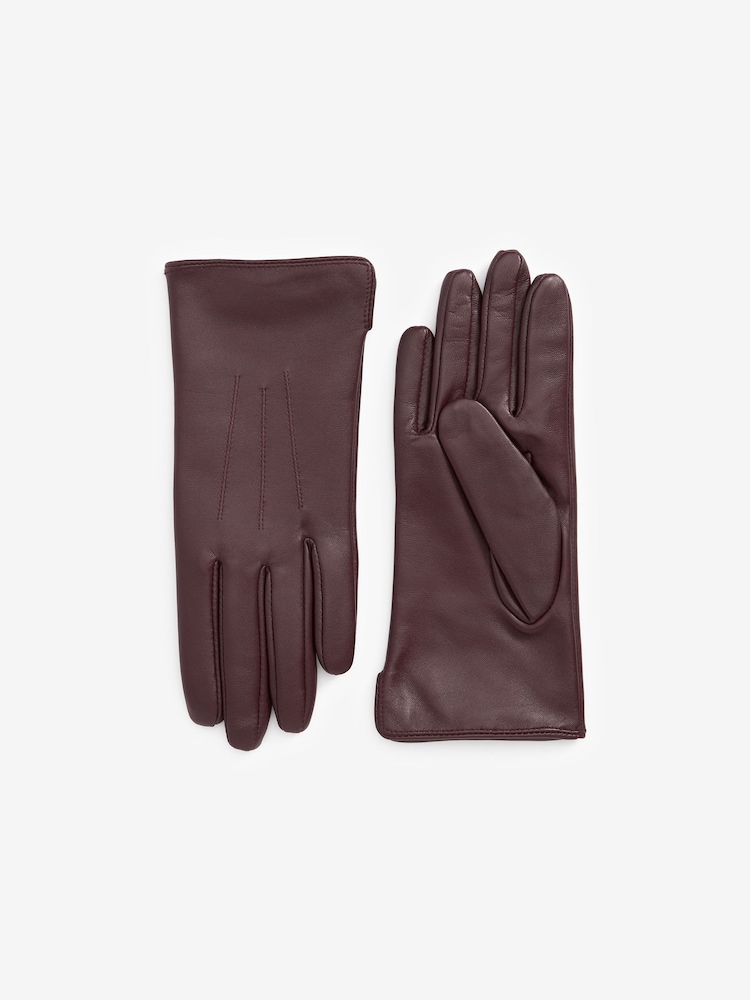 Burgundy Red Leather Gloves - Image 3 of 3