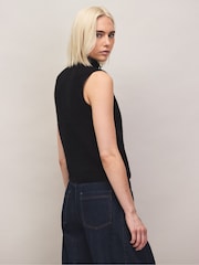 Ro&Zo Black Pearl Button Through Knit Top With Wool - Image 5 of 6