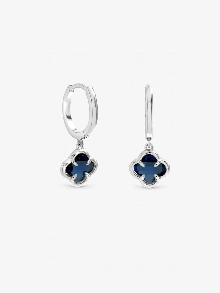 Inicio Sapphire Clover Charm Huggie Hoops - 3суретінің 3 суреті