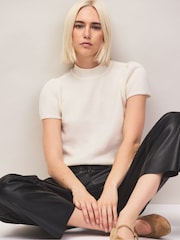 Blanc - Haut en maille à manches bouffantes Ro&Zo en laine mélangée - Image 1 sur 6