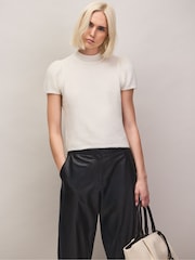 Blanc - Haut en maille à manches bouffantes Ro&Zo en laine mélangée - Image 2 sur 6