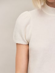 Blanc - Haut en maille à manches bouffantes Ro&Zo en laine mélangée - Image 4 sur 6