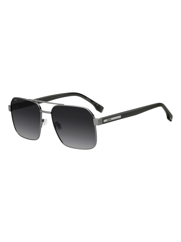 BOSS Grey Square Double-Bridge Sunglasses - Image 1 of 6