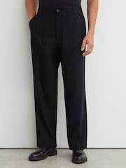 Reiss Black Chain Wool-Blend Relaxed-Fit Trousers - Image 3 of 6