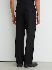 Reiss Black Chain Wool-Blend Relaxed-Fit Trousers - Image 5 of 6