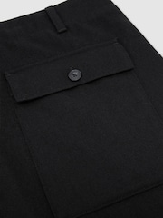 Reiss Black Chain Wool-Blend Relaxed-Fit Trousers - Image 6 of 6
