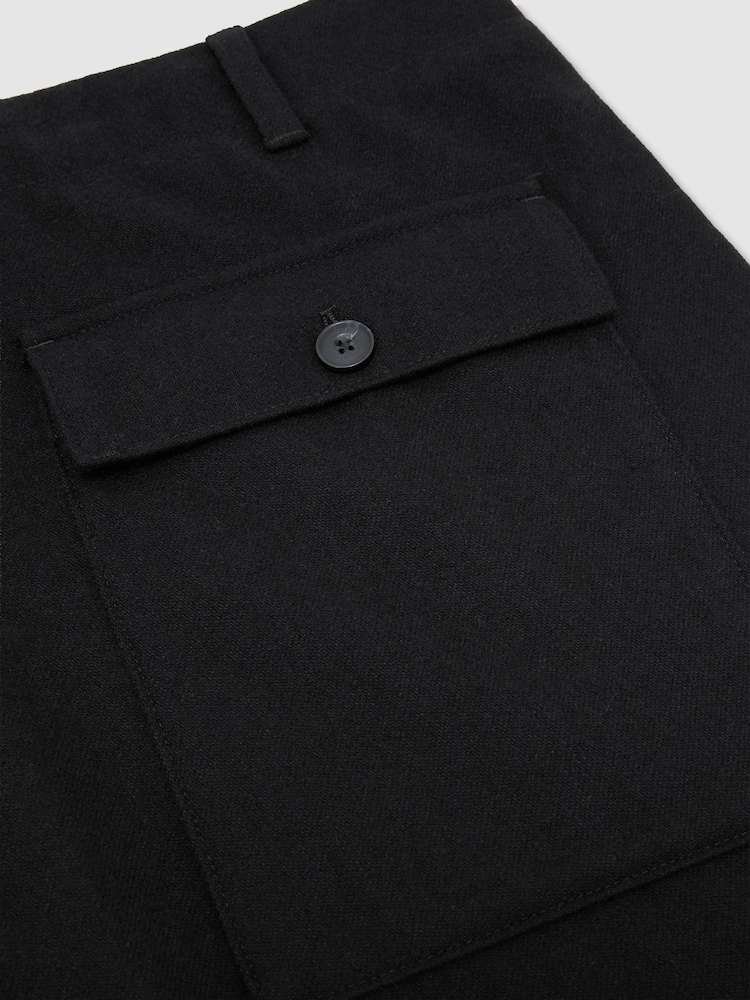 Reiss Black Chain Wool-Blend Relaxed-Fit Trousers - Image 6 of 6 Reiss Black Chain Wool-Blend Relaxed-Fit Trousers - Image 6 of 6